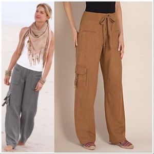 Soft Surrounding Weekender Linen Cargo Pants New! NWT L 14 / 16